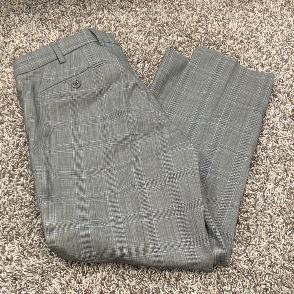 Men's Classic Gray Checkered Dress Pants